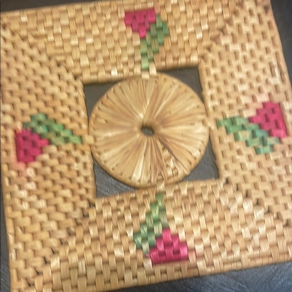 Woven trivet Set - Natural and Brown colors mid century vibes /boho - Picture 2 of 3
